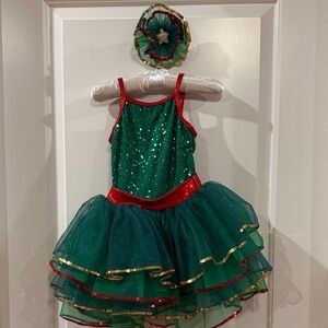 Sparkling Green and Red Kids Costume